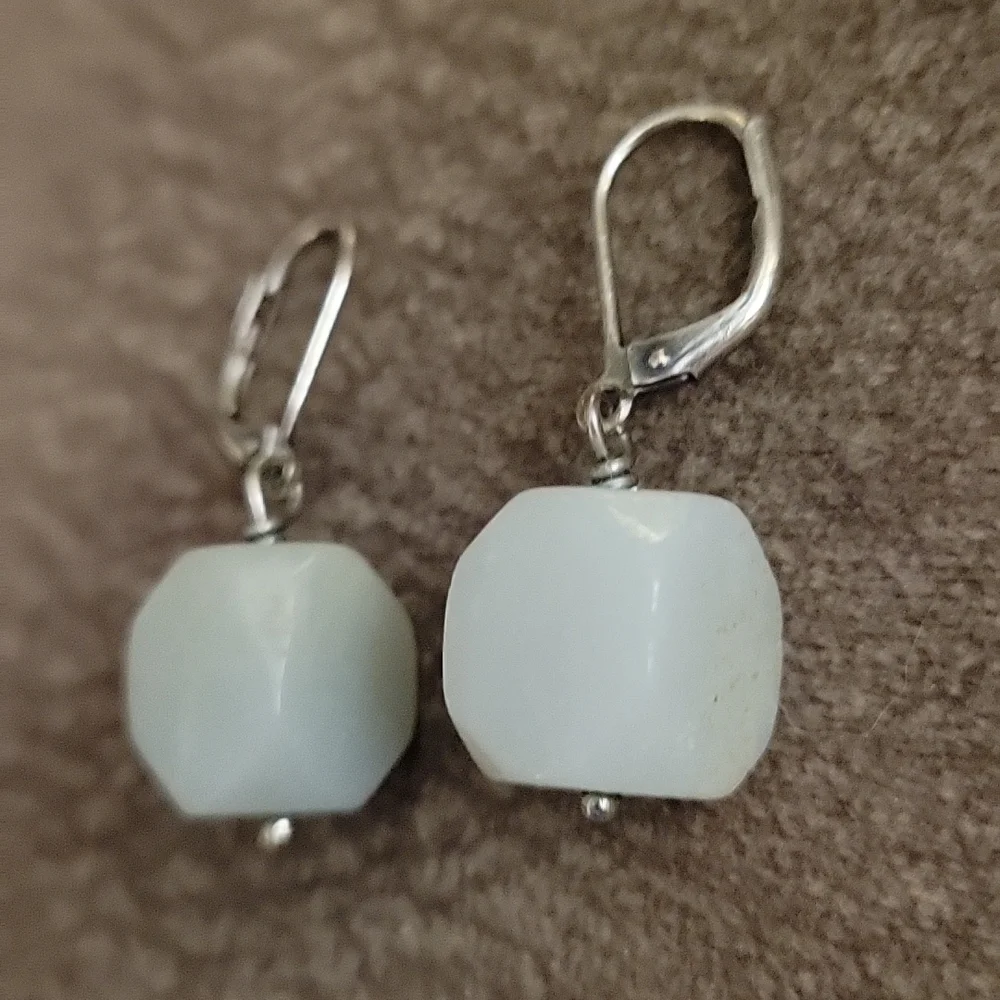 Aquamarine Dangle Hook Earrings